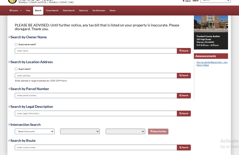 Trumbull County Property Search by Parcel Number