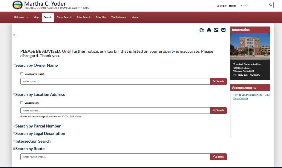 Trumbull County Search Property by Address